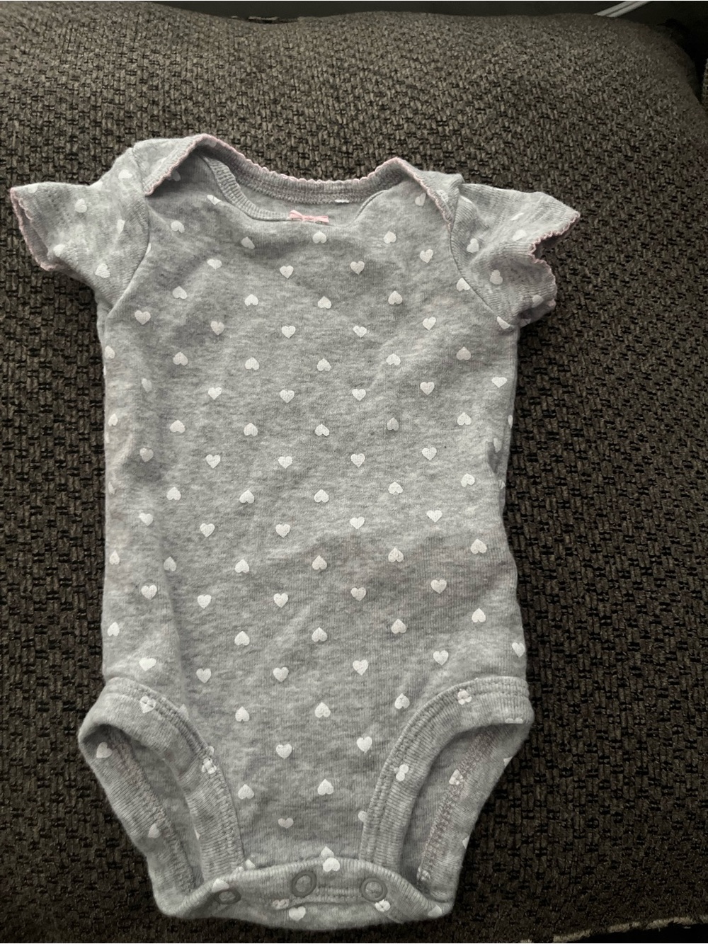 Grey Heart Print Baby One-Piece Bodysuit